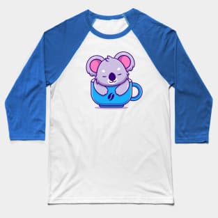 Cute Koala Sleeping In The Cup Coffee Baseball T-Shirt